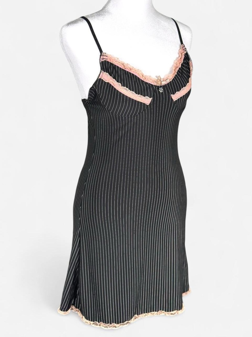 Vintage Y2K Pin Stipe Slip Dress, By Jolie, Cami, Size M